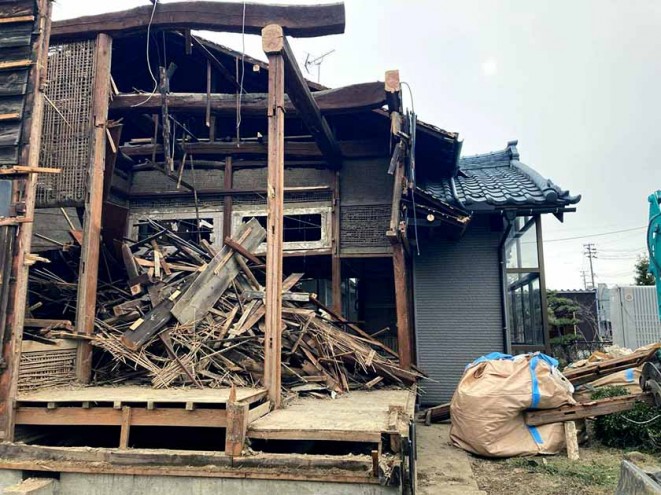 新発田市H様邸減築リフォーム中_構造材