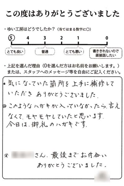 新潟市北区Y様のお声（洗面台取替え）