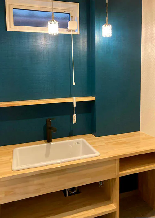 新潟市東区K様邸水まわりリフォーム後_造作洗面台