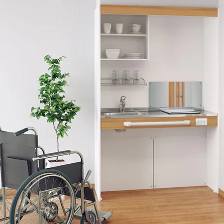 キッチンのバリアフリー化_バリアフリー対応のミニキッチン