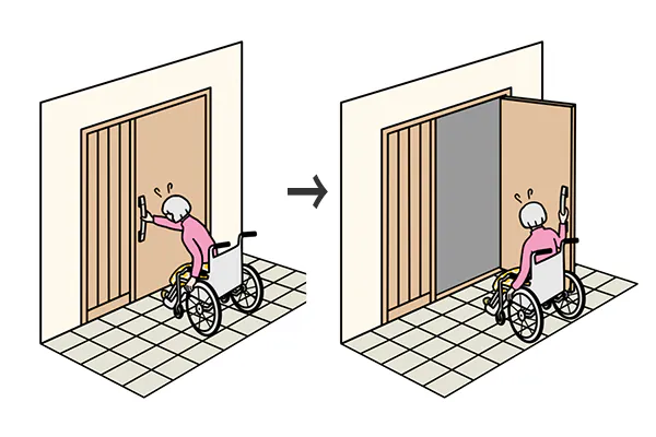 車椅子だと開けにくい玄関ドア