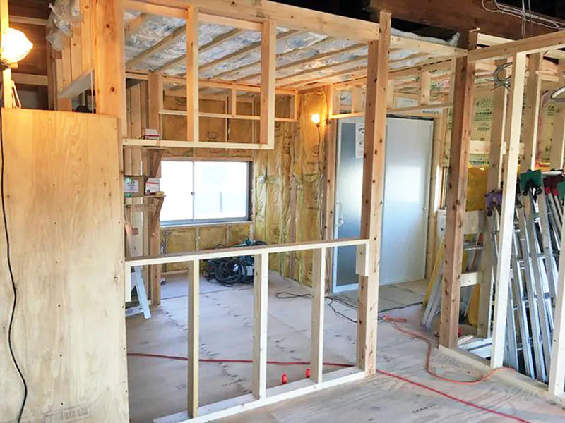 新潟市北区Y様邸平屋リフォーム中_壁設置