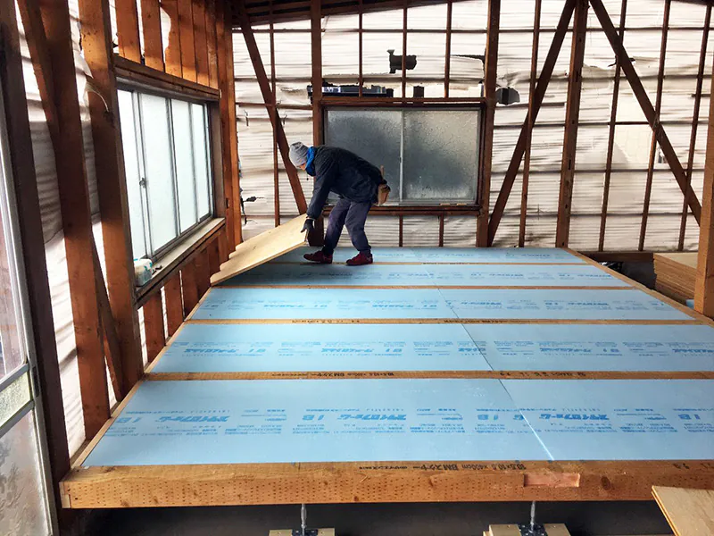 新潟市北区Y様邸平屋リフォーム中_床断熱