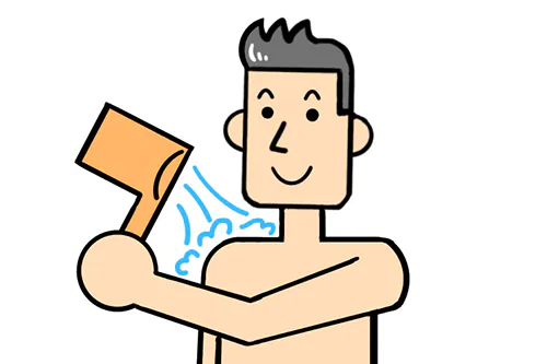 かけ湯する男性