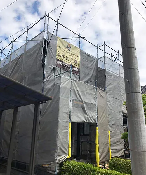 新潟市北区A様邸　屋根外壁リフォーム前_養生シート