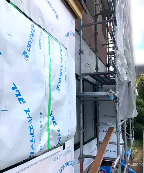 新潟市北区A様邸外壁リフォーム中_防水シート