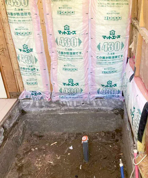 新潟市北区M様邸風呂リフォーム中_断熱材