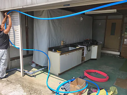 新潟市北区Y様邸減築リフォーム中_仮設キッチン