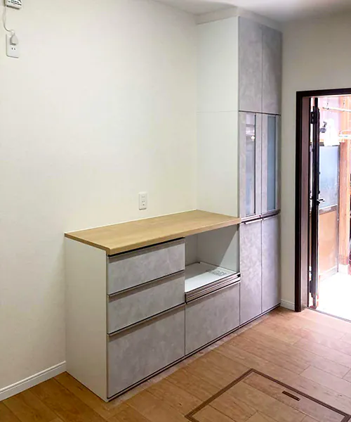 新潟市北区K様邸キッチンリフォーム後_収納（LIXILノクト）