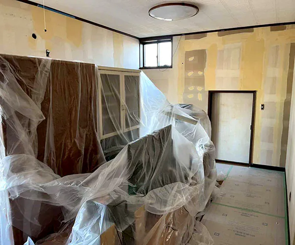 新潟市北区K様邸　和室リフォーム中_家財の養生