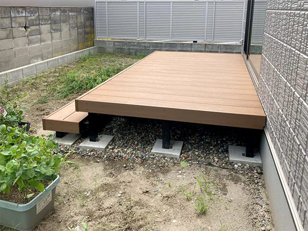 新潟市東区M様邸外構リフォーム前_ウッドデッキ